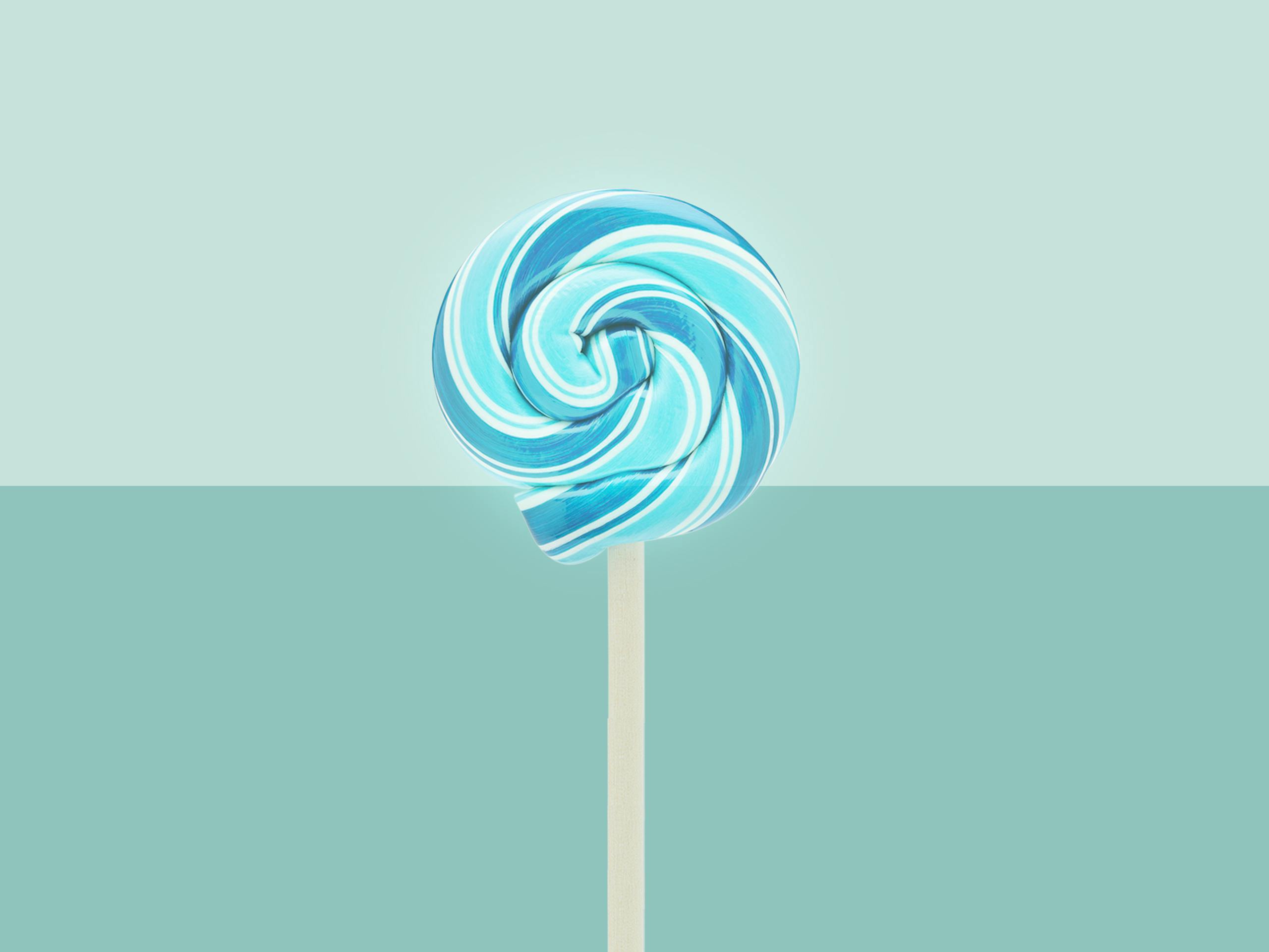 A bright blue lollipop